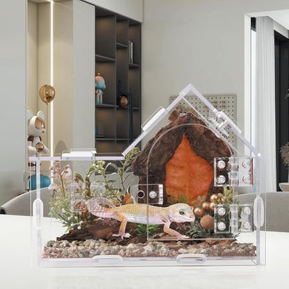 Acrylic Jumping Spider Enclosure - Versatile Reptile Enclosure with One-Click Magnetic Closure, Perfect for Tarantula, Gecko, Chameleon, Beetle, Mantis, and Hermit Crab