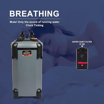 Aquarium Canister Filter with 3 Media Trays Spray Bar External Canister Filter for Large Fish Tank and Aquariums, 1000F-266GPH