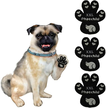 Dog Paw Pads Anti-Slip Grips,Dog Paw Protectors for Senior Dogs on Hot Pavement,Provides Traction to Keep Them from Slipping on Smooth Floors 12 sets-48 Pads Black XXL