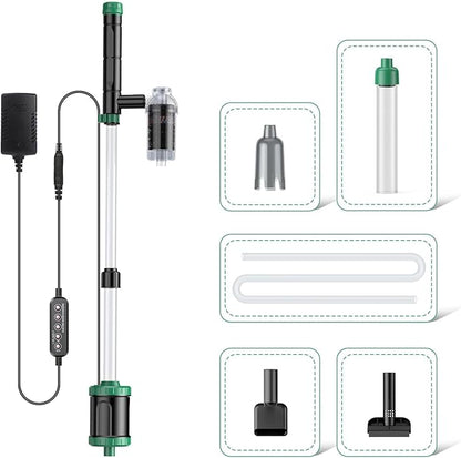 AKKEE Aquarium Vacuum Gravel Cleaner, 8 in 1 Multifunctional 36W Fish Tank Gravel Cleaner Vacuum for Water Changer Wash Sand Water Filter Circulation Waterproof Aquarium Vacuum Cleaner Timed Off