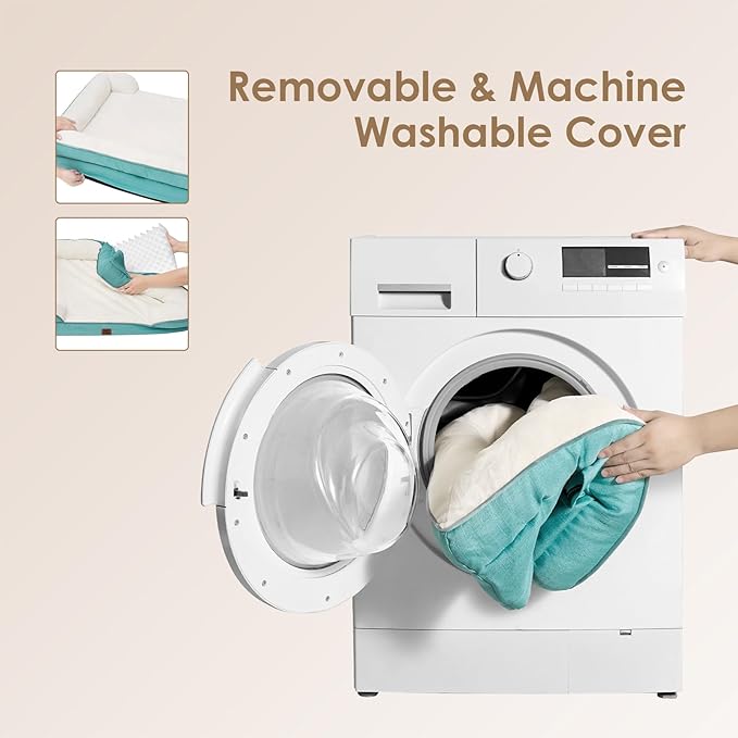 EHEYCIGA Orthopedic Dog Beds for Extra Large Dogs, Waterproof Memory Foam XL Pet Bed with Sides, Non-Slip Bottom and Egg-Crate Foam Big Dog Couch Bed with Washable Removable Cover, Turquoise Blue