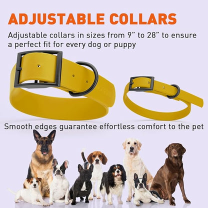 Dogline Biothane Waterproof Dog Collar Strong Coated Nylon Webbing with Black Hardware Odor- Proof for Easy Care Easy to Clean High Performance Fits Small Medium or Large Dogs, Treasure Gold