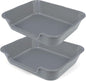 2 Pack of Extra Large Cat Litter Box (ABS Material), Low Entry Senior Litter Pen for Geriatric Kitty Big Cats, Jumbo Pet Safe Litter Boxes Tray for Indoor Pets Potty (Gray, 24" L x 20" W)