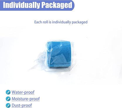 9 Pack 2" x 5 Yards Self Adhesive Bandage Wrap Self Stick Wrap for Ankle, Wrist, Finger, Sports, Breathable Cohesive Vet Tape for Pets (Light Blue)