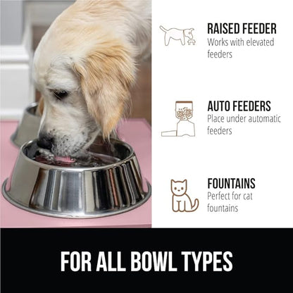 GORILLA GRIP 100% Waterproof Raised Edge BPA Free Silicone Pet Feeding Mat, Dog Cat Food Mats Contain Spills Protects Floors, Placemats for Cats and Dogs Water Bowl, Pets Accessories 16x10, Pink