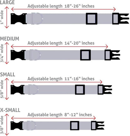 GoTags Dog Collars, Durable Solid Nylon Dog Collars in 5 Color Options and 4 Adjustable Sizes for Puppy and Dogs Extra Small, Small, Medium or Large