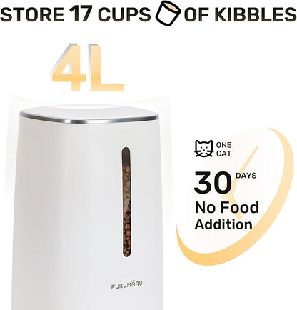 FUKUMARU Automatic Cat Feeder, 4L Dog Feeders with Double Bowls, Support DIY Meals and Timed Control WiFi Cat sFood Dispenser, Suit for Most Pet Food