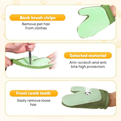 2025 New Pet Hair Removal Glove, Upgrade Electrostatic Pet Grooming Gloves for Cats and Dogs, Efficient Cat Gloves