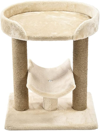 Amazon Basics Multi- Platform Cat Tree with Scratching Post for Indoor Cats up to 25lbs, 18 x 14 x 22 Inches, Beige