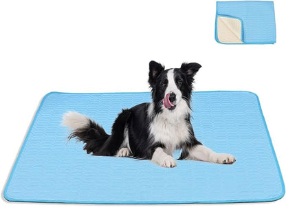 39 Inches× 29 Inches Cooling Mat for Dogs/Cats Immediately Dog Cooling Mat in Summer, Ice Silk Latex Anti-Slip Pet Sleeping Pad Sky Blue Dog Pad Suitable for Car/Indoor/Tourism Use