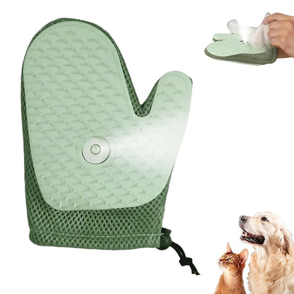 All-in-One Grooming Mist Glove for Pets, Cat Grooming Steam Gloves, Double Sided Pet Hair Remover Gloves for Clothes Furniture, Removal Glove Tool For Long Short Curly Dogs Cats Hair (Green)