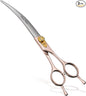 Fenice Peak Professional Curved Dog Grooming Scissors 7.5'' Rose Gold 440C Stainless Steel Pet Cutting Shears Safety Trimming Shearing for Dogs Cats