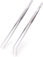 2 Pcs Heavy Duty Reptile Feeding Tongs, Aquarium Tweezers 18 Inch, Straight and Curved Extra Long Tweezers, Reptile Tongs, Aquarium Tongs, Aquarium Tweezers Extra Long