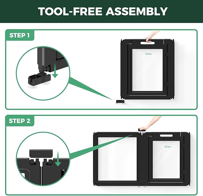 FXW AuraSpace Acrylic Indoor Unleashed Dog Playpen for Puppies and Small Dogs, 24 Inch, 6 Panels, Black