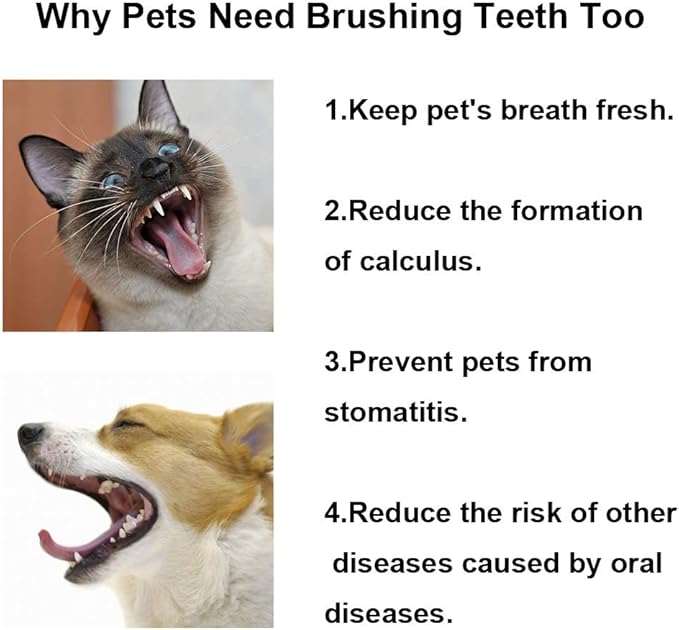 Extra Soft Small Dog Toothbrush Kit, Cat Dental Toothbrush Silicone, Easy to Handle Teeth Cleaning Head, Pet Deep Clean Dense Brush, Safe and Effective Oral Care, Brush Away Breath, 2 Pack