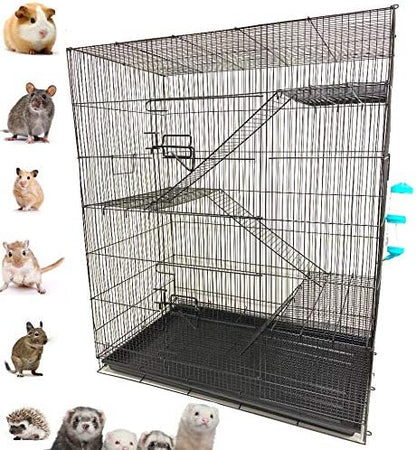 Extra Large 4-Floors with Tight 3/8-Inch Bar Spaing for Ferret Chinchilla Sugar Glider Rats Mice Hamster Gerbil Squirrel Rodent Degu Dagus Small Animal Critter Cage