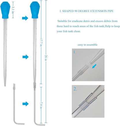 Aquarium Coral Feeder Fish Feeder Waste Clean Tool Manual Cleaner Water Changer Fish Tank Cleaning Tool Siphon Dropper Waste Remover Aquatic Bottom Pipette (25IN)