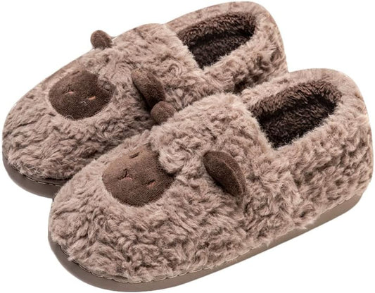 JadeRich Women's Cute Animal Slippers Winter Warm Fuzzy Plush House Slipper Cartoon Sheep Indoor Shoes