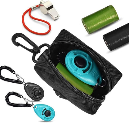 Dog Waste Bag Dispenser Pet Poop Bags Holder for Doggie Waste Bags Dispensers Soft Fabric Zipper Small Doggy Puppy Pouch for Leash Accessory Attachment with Carrier,2PCS Black