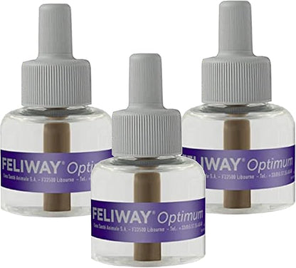 FELIWAY Optimum 3 x 30 Day Cat Calming Refills for Pheromone Diffuser, 3 x 48ml Value Pack - Helps Reduce Common Signs of Stress in Cats & Kittens, Enhanced Calming