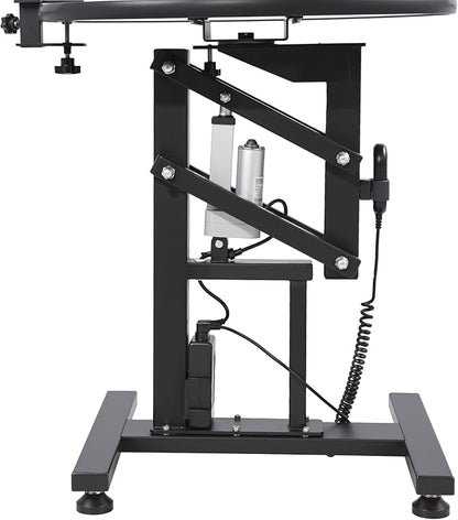 Electric Hydraulic Lift Pet Dog Grooming Table, 24Inch 360° Rotating Grooming Desktop for Small Dogs, with Overhead Arm, Wireless Remote, Tool Organizer, Black