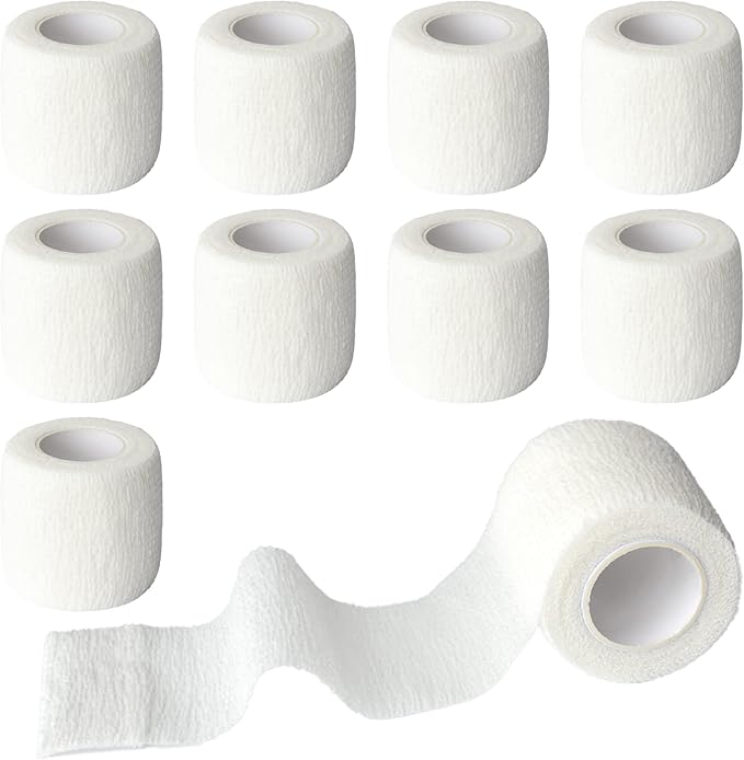 9 Pack 2" x 5 Yards Self Adhesive Bandage Wrap Self Stick Wrap for Ankle, Wrist, Finger, Sports, Breathable Cohesive Vet Tape for Pets (White)