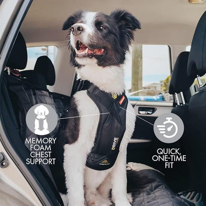 Ezydog Drive Dog Car Harness – Crash Tested and Certified (US-FMVSS 213) Dog Seat Belt Harness for Safe Travel, Adjustable with Padded Comfort (Medium)