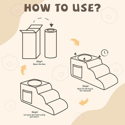 Dog Stairs, Dog Stairs for Small Dogs, 3-Step Pet Stairs, Dog Steps for Bed, Dog ramp, pet Stairs for high beds, Old Dog pet Steps, Non-Slip Pet Step Indoor, Grey