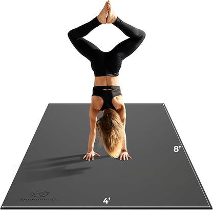 8FT x 4FT Extra Large Exercise Mat - PVC Floor Workout Mat with Carry Bag, Cleaning Cloth - Non slip Thick Workout Mats for Home Gym Flooring, Fitness Training Mat for Weights Pilates Cardio