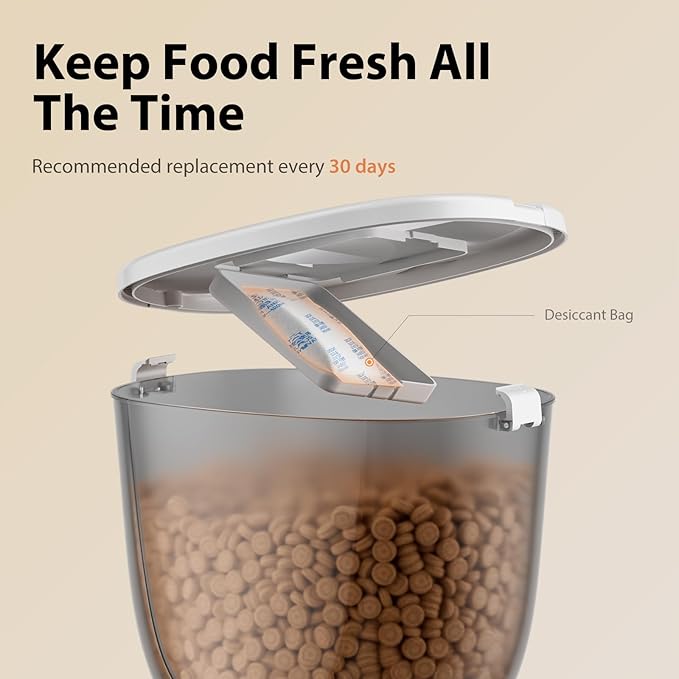 5L Automatic Cat Feeder, Timed Cat Food Dispenser, Automatic Pet Feeders Up to 6 Meal 1-20 Portion, Dual Power Supply Cats Feeder, Pet Dry Food Dispenser for Cats and Small Dogs