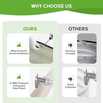 Galvanized Raised Garden Bed Outdoor - 4×2×1ft Planter Raised Beds for Gardening | Oval Metal Garden Planter Box with Safety Edging and Gloves for Vegetables Fruits and Flowers - White