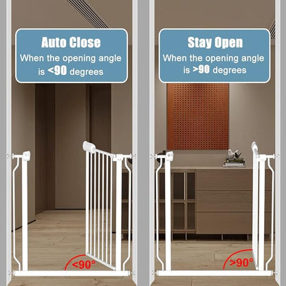 Extra Wide Baby Gate 38.5-43.5 Inch Walk Through Pressure Mounted No Drill Safety Child Gate with Door Tension Metal Gate for Stairs Doorway Puppy Dog Cat