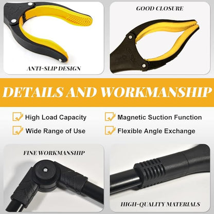 Fish Tank Accessories - 31" Aquarium Tweezers Grabber for Aquarium Landscaping Decoration Grab and Place Garbage Cleanup Foldable Gripper Multi-Function Mobility Aid Reaching Assist Tool(Yellow)