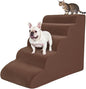 5 Step Pet Stairs Ramp for High Beds Sofas 5-30 Inch with Sturdy Non Slip Waterproof Pads, Machine Washable Cover Indoor Balanced Design for Cats Dogs Small Medium Large XL Pets Grey (Brown, Large, 1)