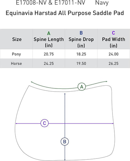 Equinavia Harstad All Purpose Saddle Pad | Classic & Durable | Moisture-Wicking Tricot Backing