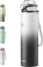 Enerbone 32 oz Insulated Water Bottle, Stainless Steel Bottle with Carrying Strap, Double-Wall Vacuum Insulation Design, Leakproof Sports Bottle with Straw, Keep Drinks Cold or Hot for Hours