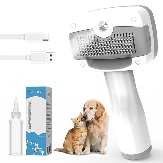 5 in 1 Pet Steam Brush for Dogs & Cats – Self Cleaning, 3 Pet Brush for Smoothing, Dematting, Thinning – Shedding, Grooming & Hair Removal, Includes Shampoo & Storage Case (7.2"-pinbrush)