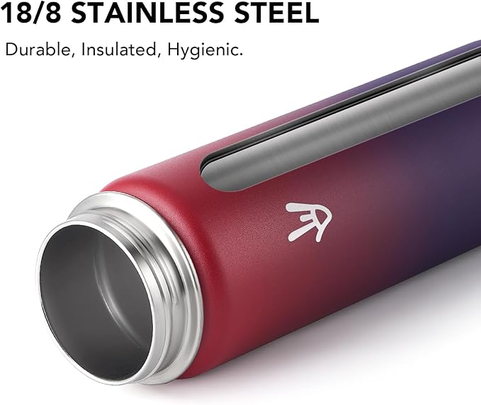 Enerbone 24 oz Insulated Water Bottle, Stainless Steel Bottle with Carrying Strap, Double-Wall Vacuum Insulation Design, Leakproof Sports Bottle with Straw, Keep Drinks Cold or Hot for Hours