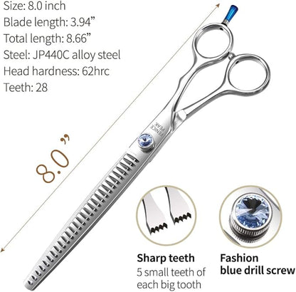 Fenice Professional 7/7.5/8 Pet Grooming Scissors Thinning Cutting Shears for Dog s/Cats Thinning Rate:70-80%(8.0 inch)