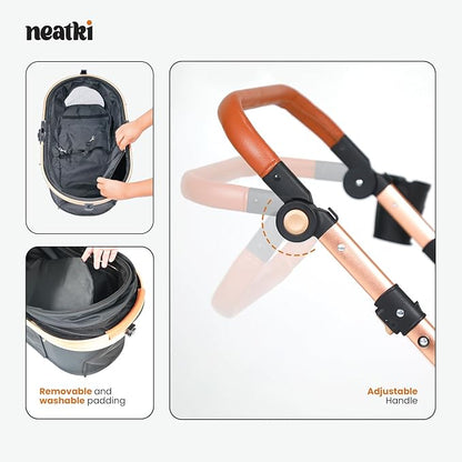 3 in 1 Pet Stroller - Stroller for Small to Medium Dogs and Cats up to 55 lbs, with Detachable Carrier/Car Seat, Foldable and Lightweight, Detachable Cushion + Cup Holder (Gray)