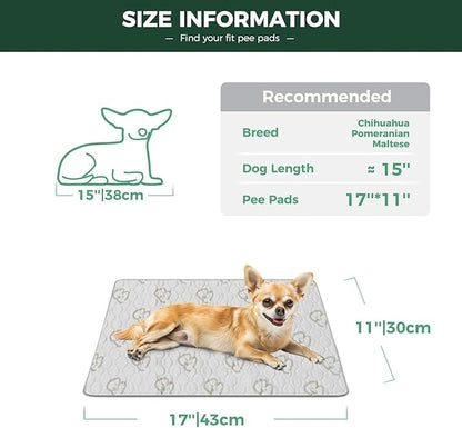 FXW Washable Pee Pads for Dogs, Puppy Pads with Super Absorbent, Specifically Designed for 18inch Cages, 17" × 11" Rectangle, Khaki, 4 Packs