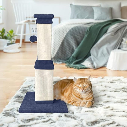 AGYM Cat Scratching Post, 32 Inch Cat Scratch Post for Cats and Kittens, Protect Your Furniture and Exercise Cats, Nature Sisal Modern Cat Scratcher for Indoor Cats, Blue