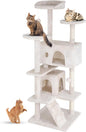 FDW Cat Tree 54in Cat Tower Multi-Level Durable Cat Scratching Post & Cozy Fun Cat Jumping Platform Space Saving Cat Condo Pet Play House for Indoor Cats,Beige