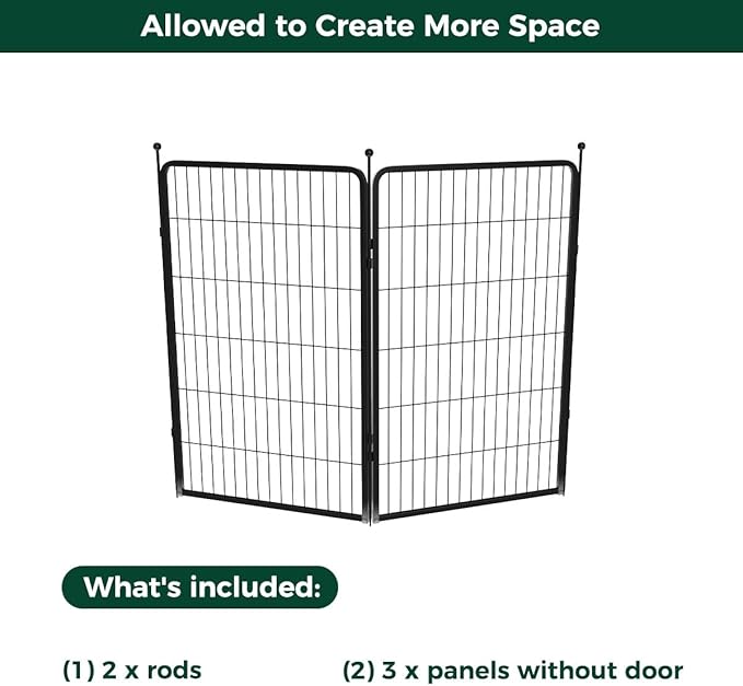 FXW Rollick Unleashed Dog Playpen for Indoor, Yard, RV Camping, 45 inch 2 Panels for Large Dogs, Black│Patented