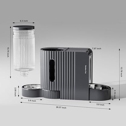 Gardner Pet Automatic Gravity Cat Food Feeder and Water Dispenser Stainless Steel Two-in-One Set Large Capacity Dispenser for Medium, Large Dogs, Puppies, Kittens, Rabbits-(1.6 Gallons x 2)