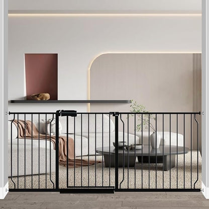 Fairy Baby Extra Wide Baby Gate 71.6-76.3 Inch Wide, Walk Through Pressure Mounted No Drill, Long and Large Tension Gate for Pet and Kids, Black