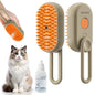 3 in 1 Cat Steam Brush, Pet Steam Cats Brushes Rechargeable Anti-Static Grooming Brushe, Vibration Massage Cleaning Shedding & Combing Multifunctional Hair Removal Comb for Cats Dog (Khaki)