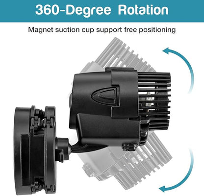 AQQA Wave Maker Pump, 530GPH Aquarium Circulation Pump 360 Degree Rotatable Submersible Powerhead Pump with Magnet Suction Base for Marine and Freshwater Aquariums（3W)