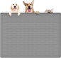 39.4"x29.5" Large Pet Food Mat, Silicone Dog Mats for Food and Water, Nonslip Pet Feeding Mats for Floors,Dog Cat Bowl Mat with Raised Edges, Light Gray