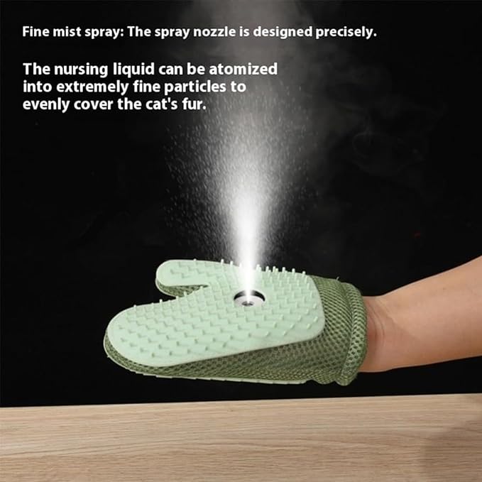 All-in-One Grooming Mist Glove for Pets with Spray - Upgrade Efficient Pet Hair Remover Gloves Grooming Spray Comb, Gentle Fast Deshedding & Massage for Dogs Cats (Green)